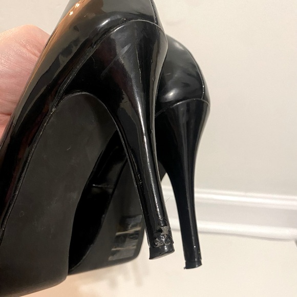 H&M Peep Toe Platform Faux Patent Stiletto Heels - Picture 6 of 9